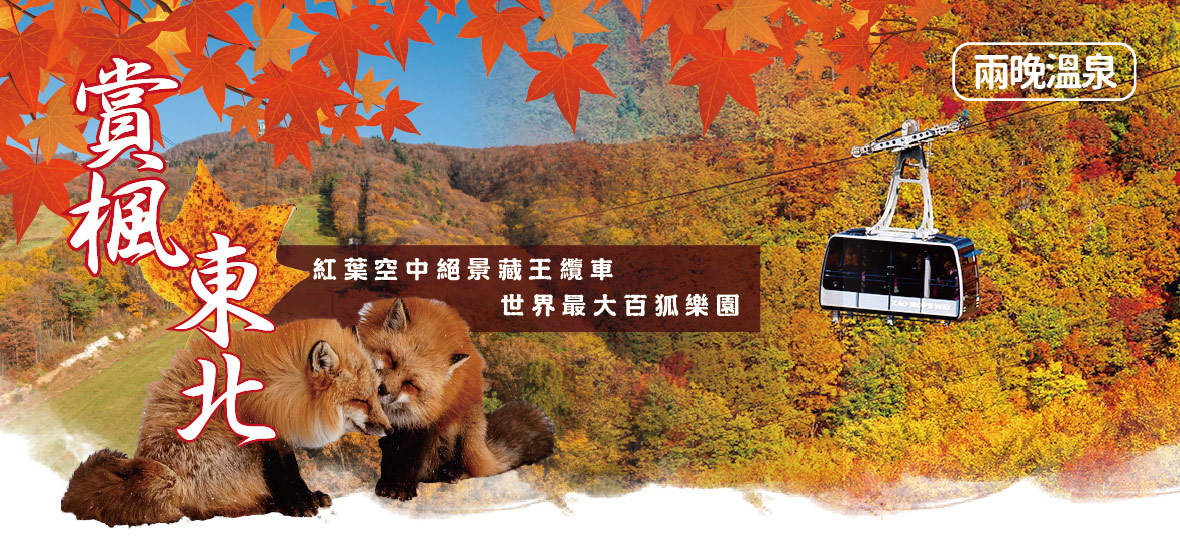 賞楓東北五日~紅葉空中絕景藏王纜車 世界最大百狐樂園兩晚溫泉美食五日
