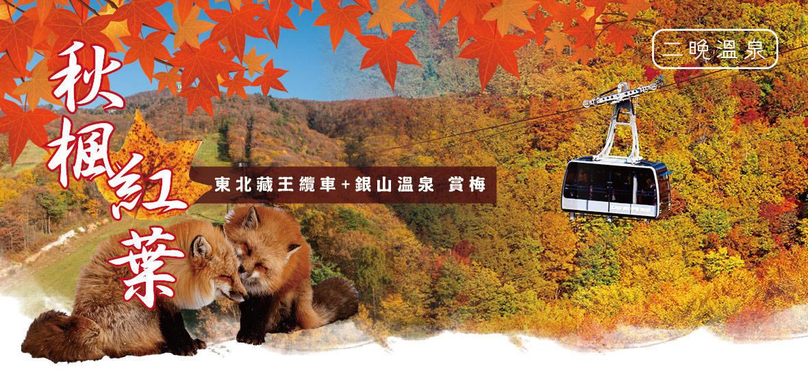 秋楓紅葉～東北藏王纜車 銀山溫泉賞梅五日(酷航)
