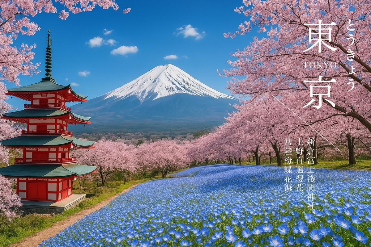櫻現東京漫遊富士山溫泉粉蝶花海6日